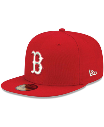 New Era Men's Red Boston Red Sox Logo White 59fifty Fitted Hat In Red/red