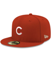 NEW ERA MEN'S RED CHICAGO CUBS LOGO WHITE 59FIFTY FITTED HAT