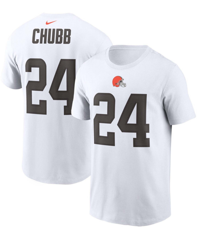 Nike Men's Nick Chubb White Cleveland Browns Player Name And Number T-shirt
