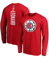 FANATICS MEN'S KAWHI LEONARD RED LA CLIPPERS TEAM PLAYMAKER NAME NUMBER LONG SLEEVE T-SHIRT