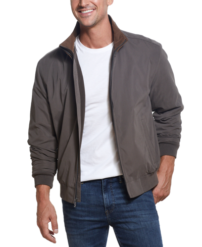 Weatherproof Microfiber Fleece-lined Bomber Jacket In Oak