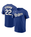 Nike Men's Clayton Kershaw Royal Los Angeles Dodgers 2021 Gold Program Name Number T-shirt In Royal