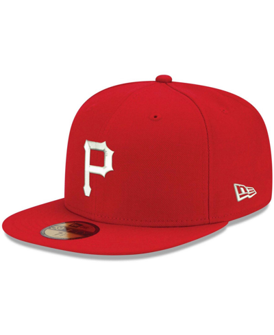New Era Men's Red Pittsburgh Pirates Logo White 59fifty Fitted Hat