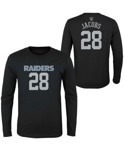 Outerstuff Boys Youth Josh Jacobs Black Las Vegas Raiders Mainliner Player Name And Number Long Sleeve T-shirt