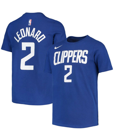 Nike Kids' Youth Boys Kawhi Leonard Royal La Clippers Logo Name Number Performance T-shirt