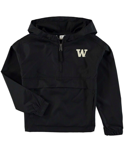 Champion Youth Black Washington Huskies Pack And Go Quarter-zip Windbreaker Jacket