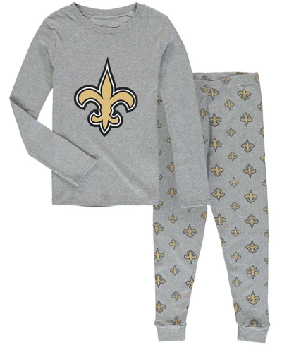 Outerstuff Little Boys Heathered Gray New Orleans Saints Long Sleeve T-shirt Pants Sleep Set
