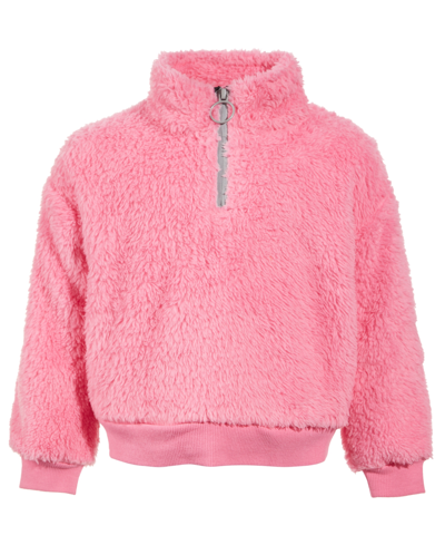 Ideology Kids' Toddler Girls Sherpa Quarter-zip Pullover, Created For Macy's In Chic Pink
