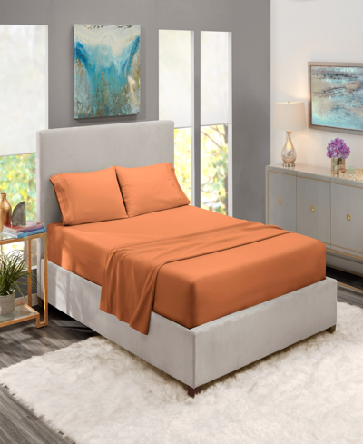 Nestl Bedding Premier Collection Deep Pocket 4 Piece Sheet Set, Full In Rust Sienna Orange Brown