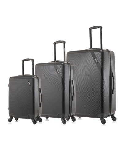 Dukap Inusa Discovery Lightweight Hardside Spinner Luggage Set, 3 Piece In Black