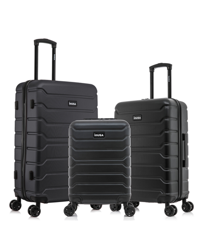 Inusa Trend Lightweight Hardside Spinner Luggage Set, 3 Piece In Black