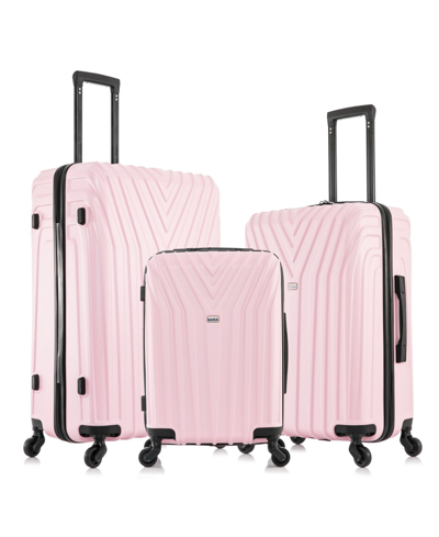 Inusa Vasty Lightweight Hardside Spinner Luggage Set, 3 Piece In Pink