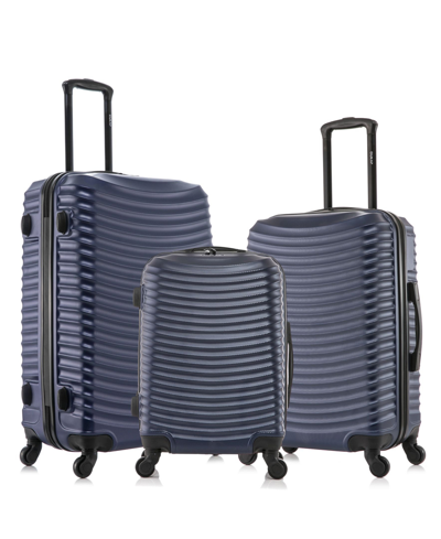 Dukap Inusa Adly Lightweight Hardside Spinner Luggage Set, 3 Piece In Blue