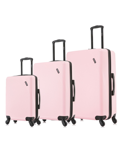 Dukap Inusa Discovery Lightweight Hardside Spinner Luggage Set, 3 Piece In Pink