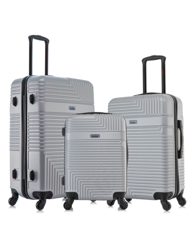 Inusa Resilience Lightweight Hardside Spinner Luggage Set, 3 Piece In Silver