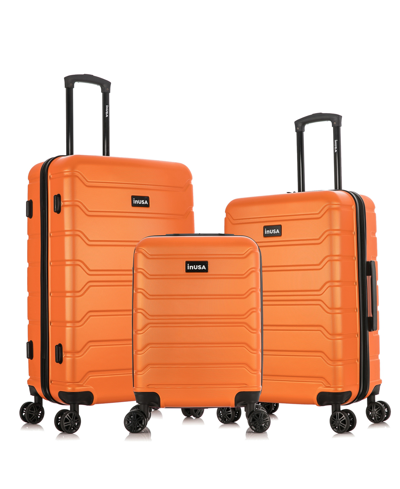 Inusa Trend Lightweight Hardside Spinner Luggage Set, 3 Piece In Orange