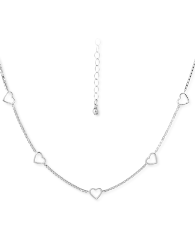 Giani Bernini Open Heart Chain Necklace, 16" + 2" Extender, Created For Macy's In Silver