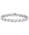 Macy's Diamond Accent X Weave Bracelet In Fine Gold Plate Or Fine Silver Plate In Silver Plated