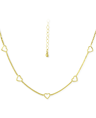 Giani Bernini Open Heart Chain Necklace, 16" + 2" Extender, Created For Macy's In Gold Over Silver