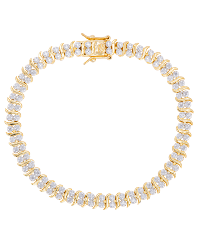 Macy's Diamond Accent S Link Bracelet In Fine Gold Plate Or Fine Silver Plate In Gold Plated