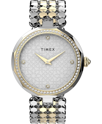 Timex Women's Asheville Two-tone Low Lead Brass Bracelet Watch 34 Mm In Metallic