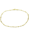 Giani Bernini Beaded Singapore Link Ankle Bracelet In 18k Gold-plated Sterling Silver, Created For Macy's In Gold Over Silver