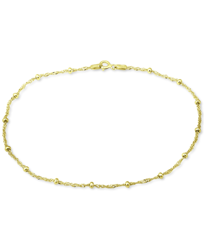Giani Bernini Beaded Singapore Link Ankle Bracelet In 18k Gold-plated Sterling Silver, Created For Macy's In Gold Over Silver