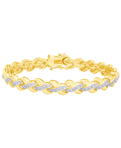 Macy's Diamond Accent X Weave Bracelet In Fine Gold Plate Or Fine Silver Plate