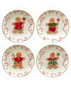 Certified International Holiday Magic Gingerbread Set Of 4 Dessert Plates In Red/white