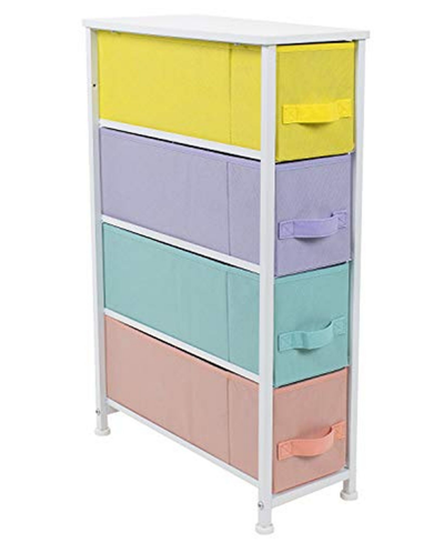 Sorbus Narrow Dresser Tower With 4 Drawers In Pastel