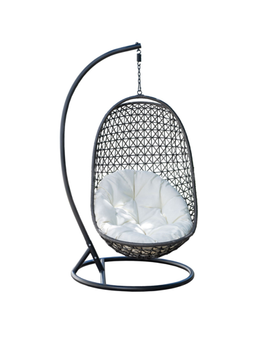 Abbyson Living Aurora Outdoor Hanging Patio Basket Chair In Gray