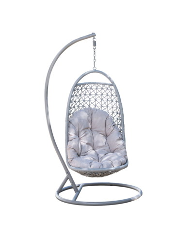 Abbyson Living Layla Outdoor Hanging Patio Basket Chair In Gray