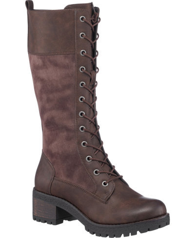 Gc Shoes Rook Womens Faux Leather Round Toe Combat & Lace-up Boots In Brown