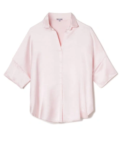 Pj Harlow Fran Satin Notch Collar Pajama Top In Blush