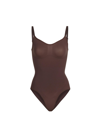 Skims Seamless Sculpt Slim-fit Stretch-woven Bodysuit In Brown