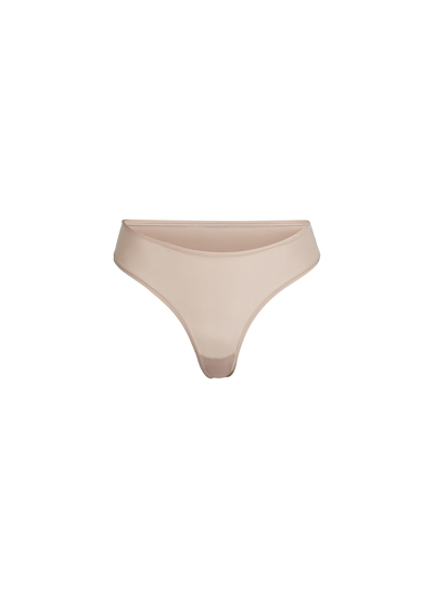 Skims Fits Everybody Mid-rise Stretch-woven Thong In Neutral