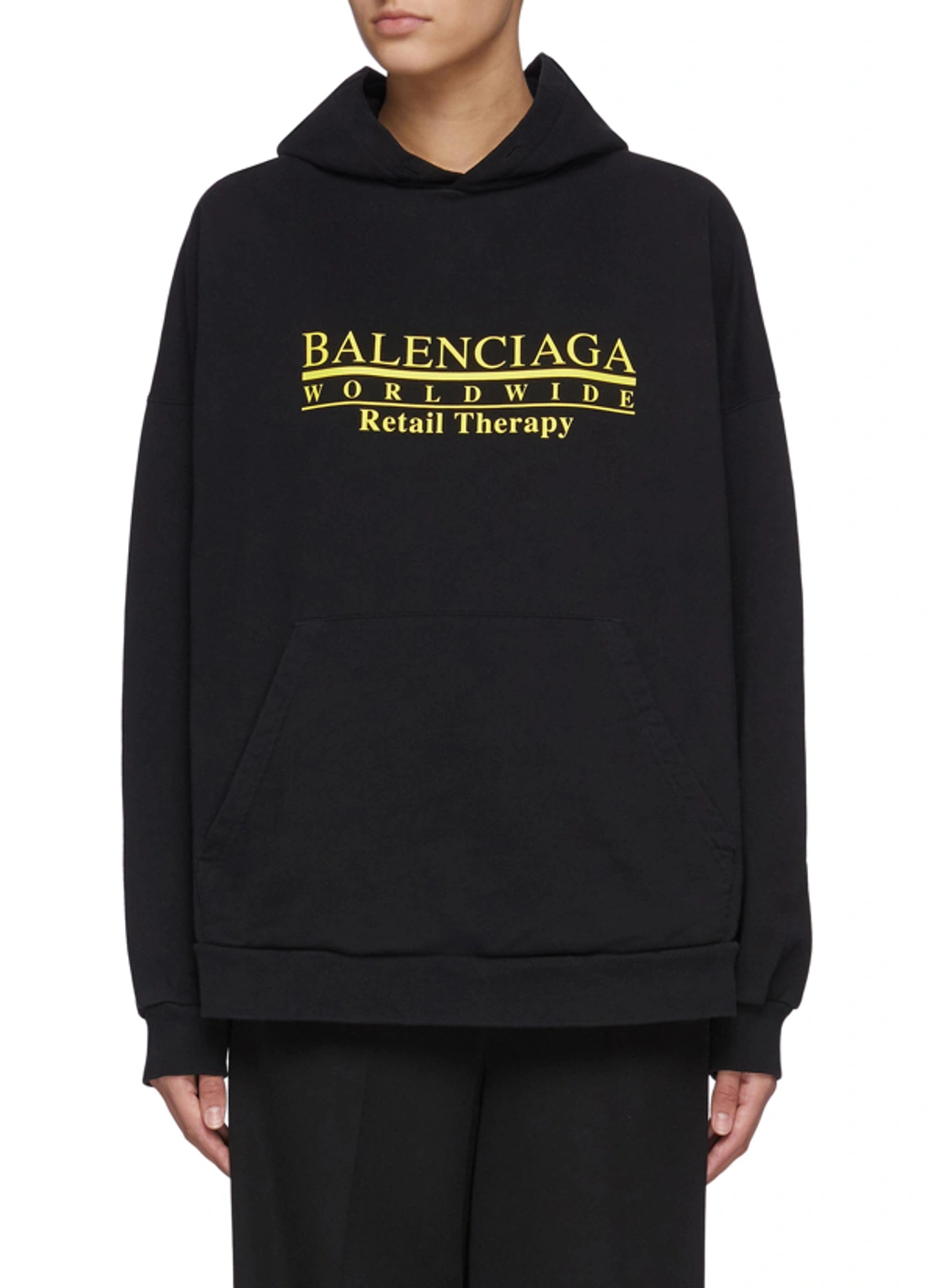 Balenciaga Retail Therapy Logo Print Cotton Hoodie In Black | ModeSens