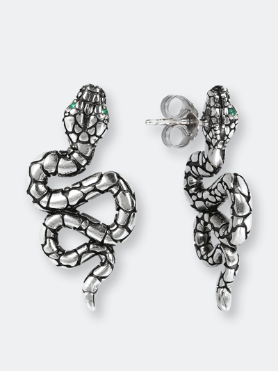 Albert M. Snake Lobe Earrings 1,25" Length In Grey