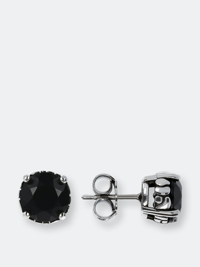 Albert M. Black Spinel Button Earrings In Grey