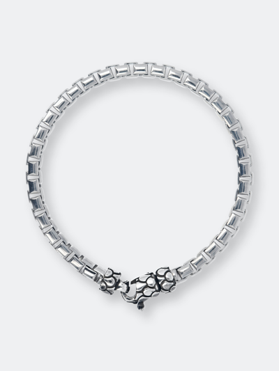 Albert M. Bracelet With Box Chain And Texture Closure In Grey