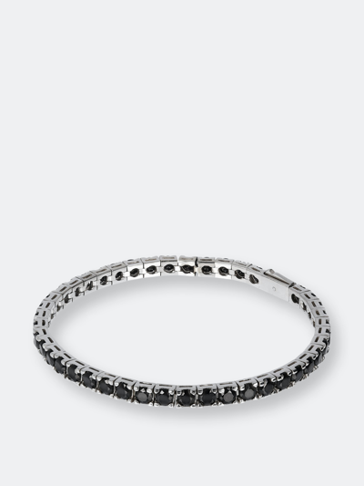 Albert M. Man Tennis Bracelet With Black Spinel 7,80" Length In Grey