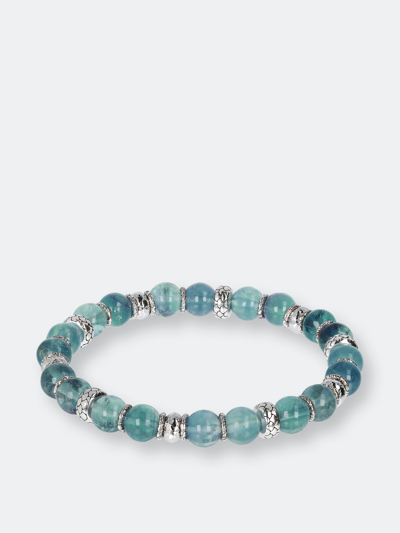 Albert M. Elastic Bracelet With Turquoise And Fluorite In Grey