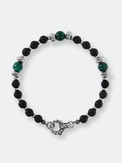 Albert M. Bracelet Made Of Black Spinel And Malachite 8,25" Length In Grey