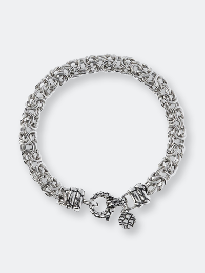 Albert M. Bracelet With Byzantine Chain And Texture Closure In Grey
