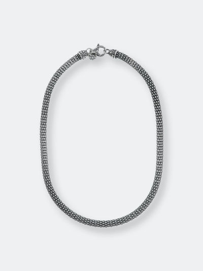Albert M. Necklace With Korean Chain And Texture Closure In Grey