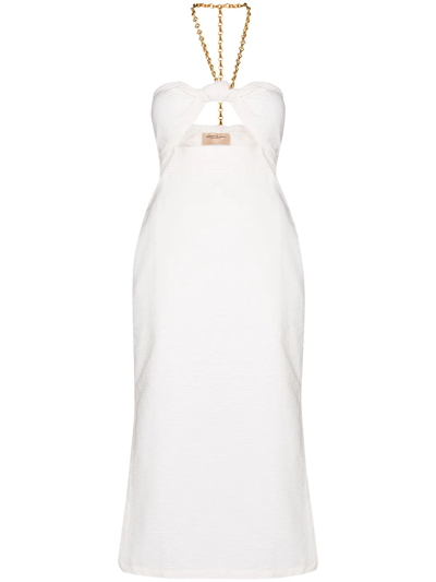 Adriana Degreas Montaigne Cut-out Midi Dress In Neutrals