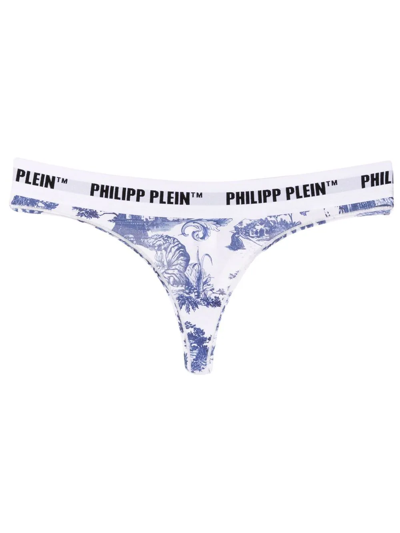 Philipp Plein Patterned Elasticated Thong In Brown