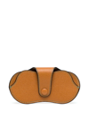 Valextra Pebbled Leather Glasses Case In Brown