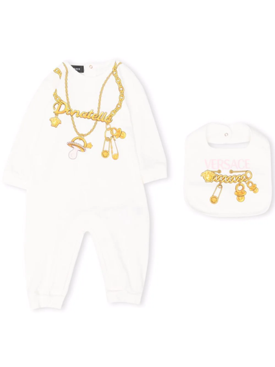 Versace Donatella Graphic-print Babygrow Gift Set In White