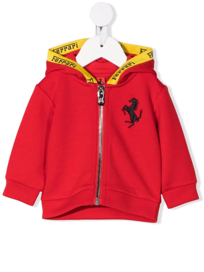 Ferrari Babies' Logo-tape Zip-up Hoodie In Red